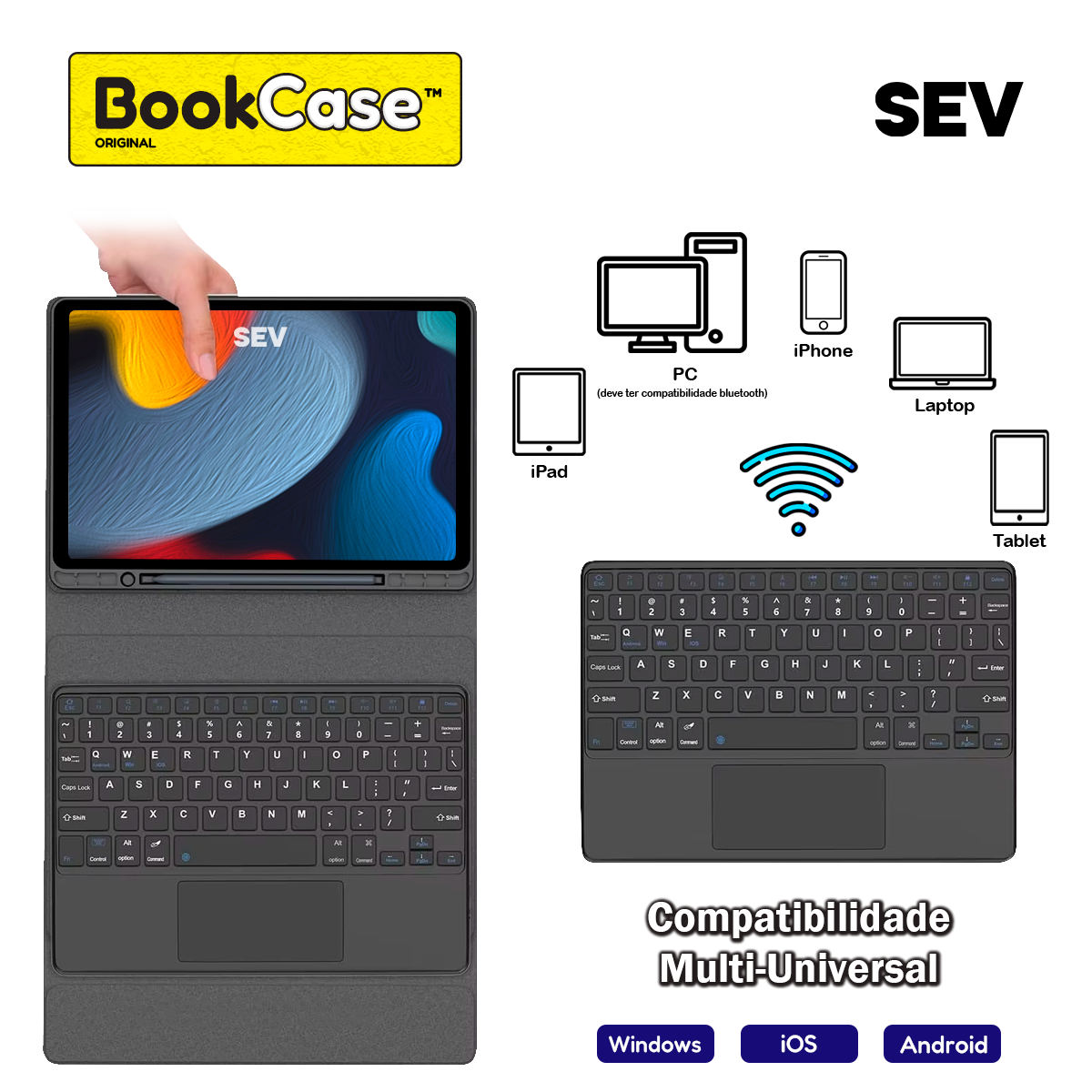 BookCase™ - Capa Teclado Touchpad para iPad 7/8/9ª Tela 10.2'' - Imagem 4