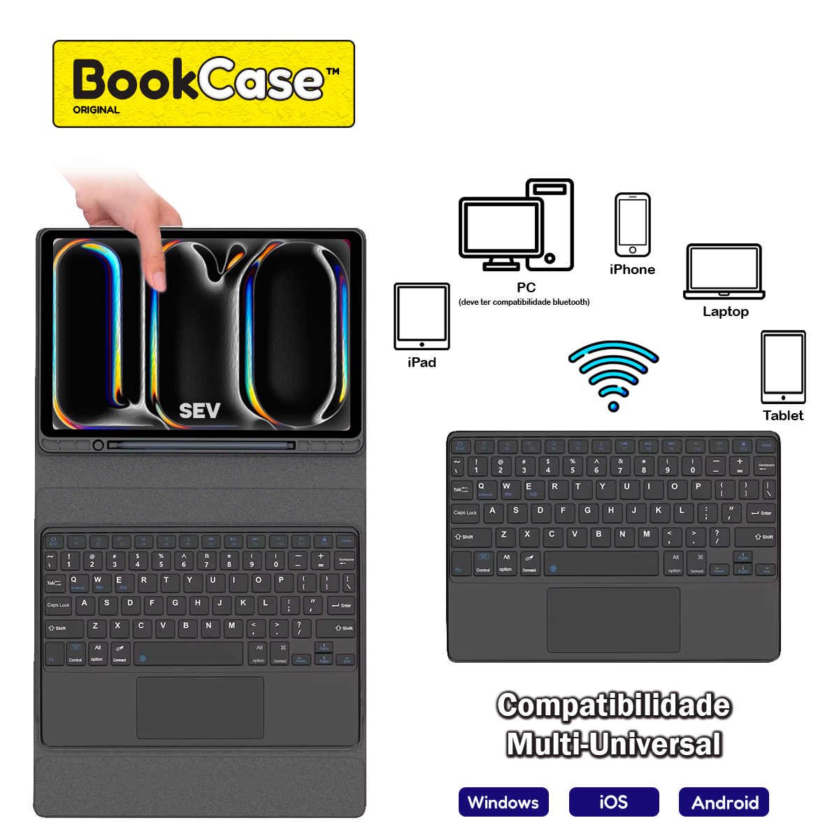 BookCase™ - Capa Teclado Touchpad para Tablet iPad Pro 11 - Imagem 4