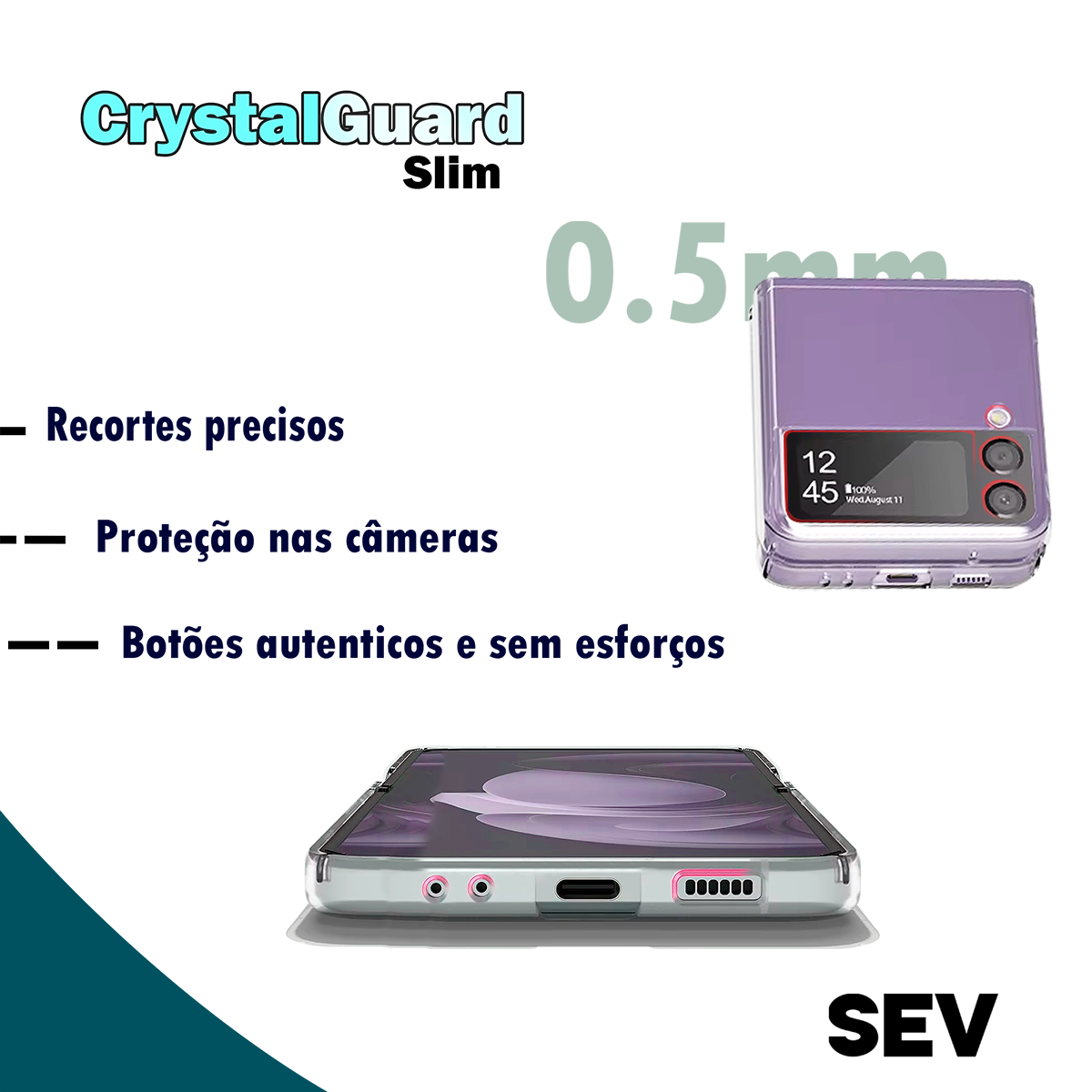 CrystalGuard™ - Capa Transparente Premium Para Galaxy Z Flip 4 - Imagem 3
