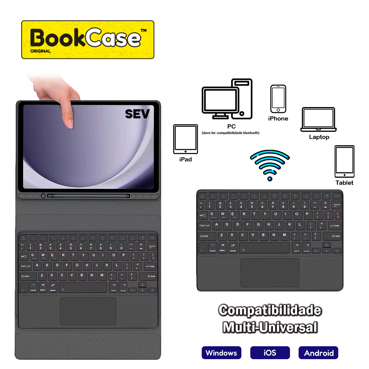 BookCase™ - Kit Capa Teclado Touchpad para Tablet A9 Plus - Imagem 4
