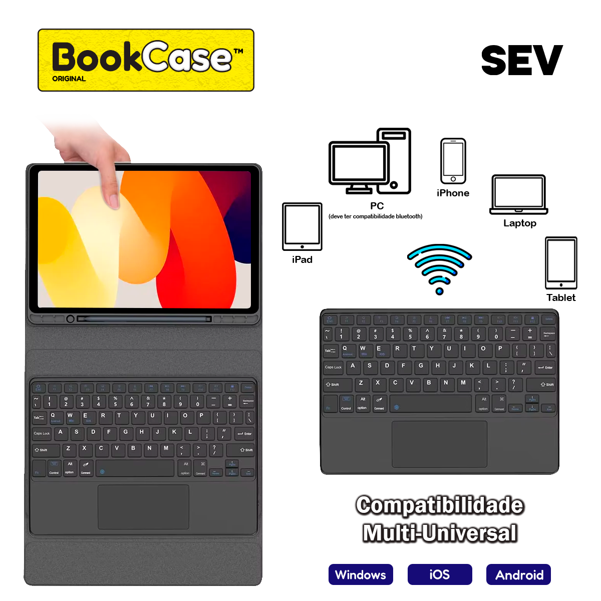 BookCase™ - Capa Teclado Touchpad para Tablet Redmi Pad Se 11'' - Imagem 4