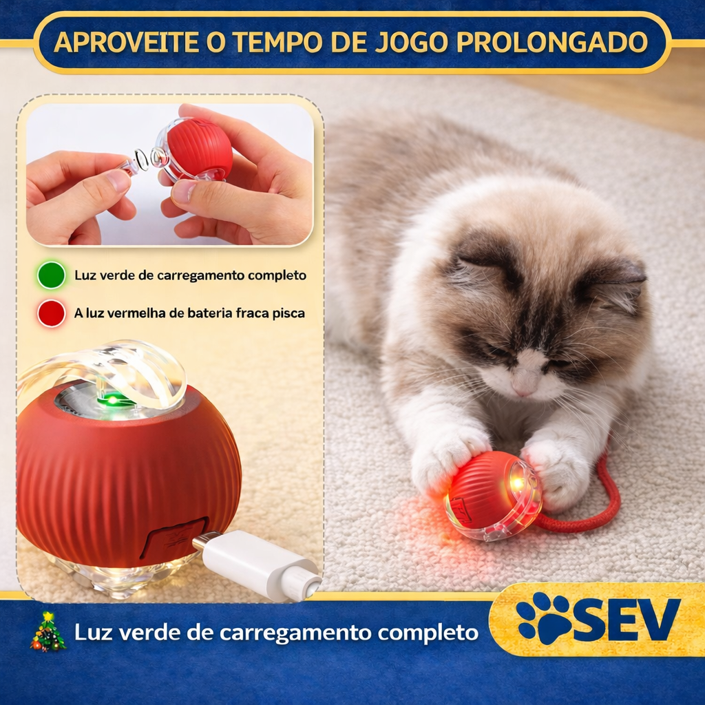Bola Automática Gira Mexe Sozinha Para Gato Cachorro - Imagem 8